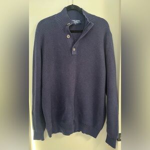 Joseph Turner Yorkshire 100% Cotton Button Neck Sweater XL Navy NWOT